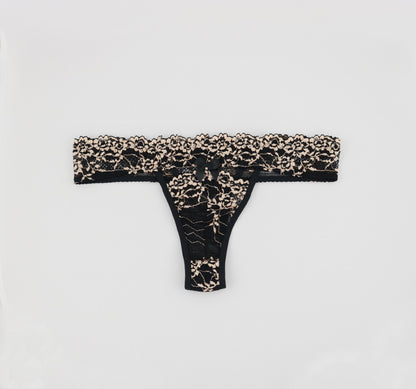 Black and Jade Lace Thongs with a cut out detailing