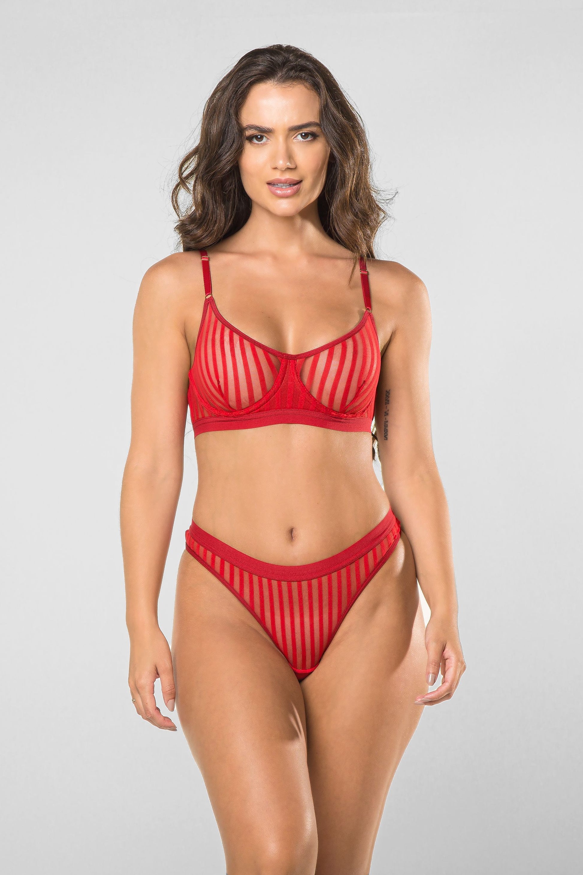 Stripy Red Mesh Bralette